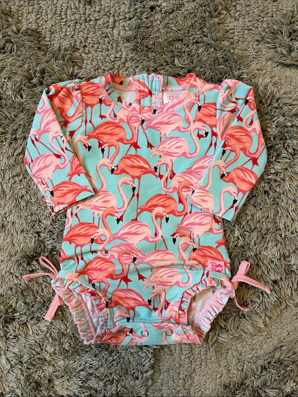 Ruffle Butts Pink Flamingo One-Piece Swimsuit on Mint